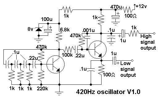 400 Hz oscillator schematic